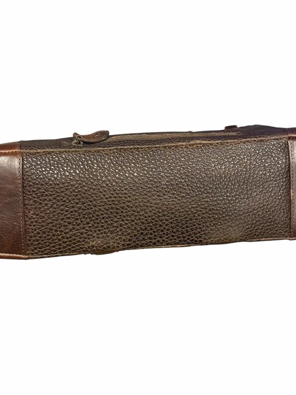 Lucchese Dark Brown Pebbled Leather Briefcase with Gold-Tone Hardware